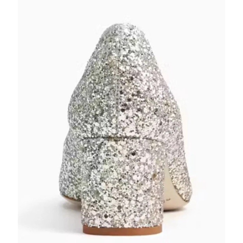 Kate Spade Dolores Silver/Gold‎ Glitter Block Heel Pumps Women's Sz 7 M NWT - Picture 2 of 9